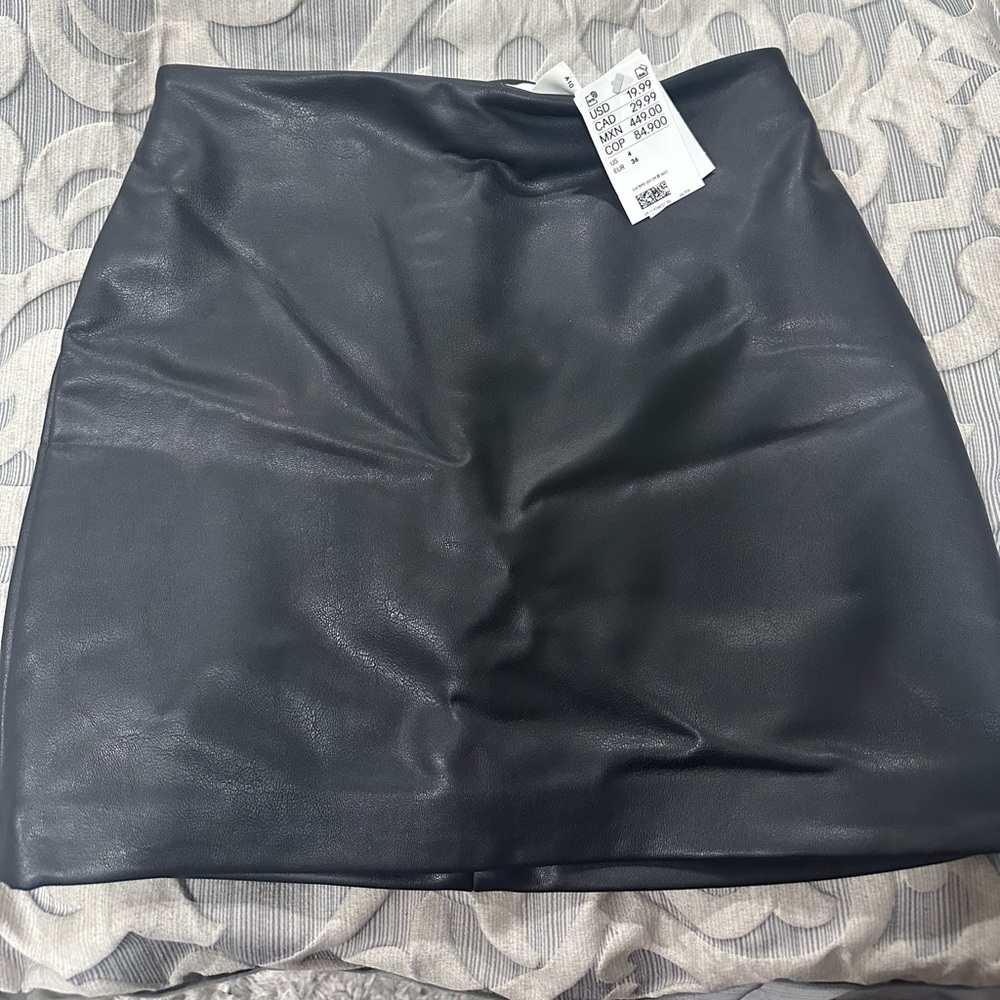 Leather mini skirt